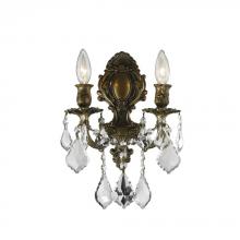  W23313B12 - Versailles 2-Light Antique Bronze Finish Crystal Candle Wall Sconce Light 12 in. W x 13 in. H Medium