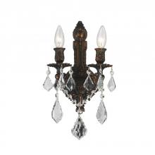  W23314F12 - Versailles 2-Light dark Bronze Finish Crystal Wall Sconce Light 12 in. W x 13 in. H Medium