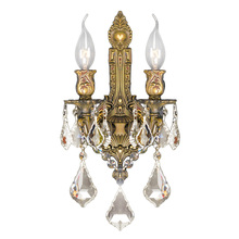  W23314FG12-GT - Versailles Collection 2 Light French Gold Finish & Golden Teak Crystal Wall Sconce 12" W x 13