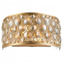  W23410MG12-GT - Paris 2-Light Matte Gold Finish with Golden Teak Crystal Wall Sconce Light 12 in. W x 6 in. H Medium