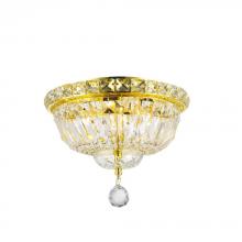 Worldwide Lighting Corp W33008G10 - Empire 4-Light Gold Finish and Clear Crystal Flush Mount Ceiling Light 10 in. Dia x 8 in. H Round Sm