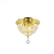 Worldwide Lighting Corp W33008G8 - Empire 3-Light Gold Finish and Clear Crystal Flush Mount Ceiling Light 8 in. Dia x 8 in. H Round Sma