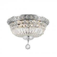 Worldwide Lighting Corp W33009C14 - Empire 4-Light Chrome Finish and Clear Crystal Flush Mount Ceiling Light 14 in. Dia x 9 in. H Round 