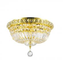 Worldwide Lighting Corp W33009G14 - Empire 4-Light Gold Finish and Clear Crystal Flush Mount Ceiling Light 14 in. Dia x 9 in. H Round Me
