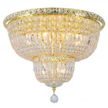 Worldwide Lighting Corp W33010G20 - Empire 10-Light Gold Finish and Clear Crystal Flush Mount Ceiling Light 20 in. Dia x 16 in. H Round 