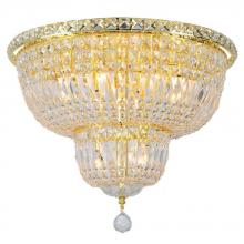  W33010G20 - Empire 10-Light Gold Finish and Clear Crystal Flush Mount Ceiling Light 20 in. Dia x 16 in. H Round 