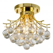  W33015G12 - Empire 2-Light Gold Finish and Clear Crystal Flush Mount Ceiling Light 12 in. Dia x 12 in. H Round S