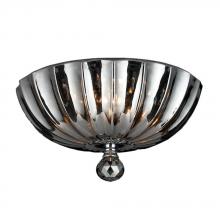 Worldwide Lighting Corp W33141C12-SM - Mansfield 3-Light Chrome Finish and Smoke Crystal Bowl Flush Mount Ceiling Light 12 in. Small