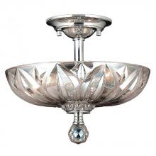 Worldwide Lighting Corp W33142C12-CL - Mansfield 3-Light Chrome Finish and Clear Crystal Bowl Semi Flush Mount Ceiling Light 12 in. Small