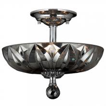 Worldwide Lighting Corp W33142C12-SM - Mansfield 3-Light Chrome Finish and Smoke Crystal Bowl Semi Flush Mount Ceiling Light 12 in. Small