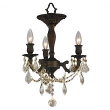  W33302F13-GT - Windsor 3-Light dark Bronze Finish and Golden Teak Crystal Semi Flush Mount Ceiling Light 13 in. Dia