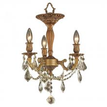  W33302FG13-GT - Windsor 3-Light French Gold Finish and Golden Teak Crystal Semi Flush Mount Ceiling Light 13 in. Dia