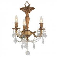  W33302FG13-CL - Windsor 3-Light French Gold Finish and Clear Crystal Semi Flush Mount Ceiling Light 13 in. Dia x 14 