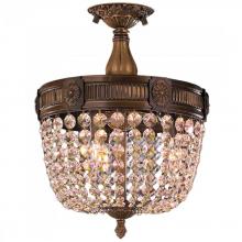  W33353B12-GT - Winchester 3-Light Antique Bronze Finish and Golden Teak Crystal Semi Flush Mount Ceiling Light 12 i