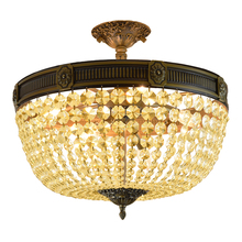  W33353B20-GT - Winchester 6-Light Antique Bronze Finish and Golden Teak Crystal Semi Flush Mount Ceiling Light 20 i