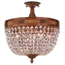  W33353FG16-CL - Winchester 4-Light French Gold Finish and Clear Crystal Semi Flush Mount Ceiling Light 16 in. Dia x 