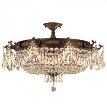  W33354B30-GT - Winchester 10-Light Antique Bronze Finish and Golden Teak Crystal Semi Flush Mount Ceiling Light 30 