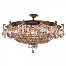  W33354B36-GT - Winchester 12-Light Antique Bronze Finish and Golden Teak Crystal Semi Flush Mount Ceiling Light 36 