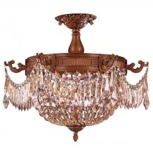  W33354FG20-GT - Winchester 3-Light French Gold Finish and Golden Teak Crystal Semi Flush Mount Ceiling Light 20 in. 