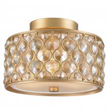  W33412MG12-GT - Paris 3-Light Matte Gold Finish with Golden Teak Crystal Flush Mount Ceiling Light 12 in. Dia x 6 in