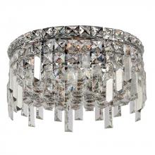  W33605C12 - Cascade 4-Light Chrome Finish and Clear Crystal Flush Mount Ceiling Light 12 in. Dia x 7.5 in. H Rou