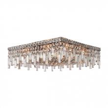  W33619C20 - Cascade 12-Light Chrome Finish and Clear Crystal Flush Mount Ceiling Light 20 in. L x 20 in. W x 7.5