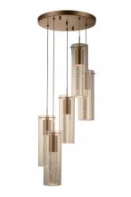  W33808MG14 - Sprite 18-Watt Matte Gold Finish Integrated LEd Crystal and Glass Tube Pendant Light 3000K 14 in. Di