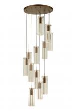  W33810MG20 - Sprite 54-Watt Matte Gold Finish Integrated LEd Crystal and Glass Tube Pendant Light 3000K 20 in. Di