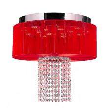  W33954C16-RD - Alice Collection 6 Light LED Chrome Finish and Clear Crystal with Red String Shade 16" D x 14