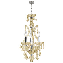 Worldwide Lighting Corp W83004C12-GT - Maria Theresa 4-Light Chrome Finish and Golden Teak Crystal Chandelier 12 in. Dia x 22 in. H Mini