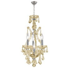  W83004C12-GT - Maria Theresa 4-Light Chrome Finish and Golden Teak Crystal Chandelier 12 in. Dia x 22 in. H Mini