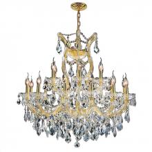  W83005G30 - Maria Theresa 19-Light Gold Finish and Clear Crystal Chandelier 30 in. Dia x 28 in. H Two 2 Tier Lar