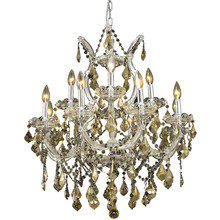 Worldwide Lighting Corp W83006C27-GT - Maria Theresa 13-Light Chrome Finish and Golden Teak Crystal Chandelier 27 in. Dia x 26 in. H Two 2