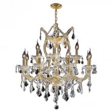 Worldwide Lighting Corp W83006G27 - Maria Theresa 13-Light Gold Finish and Clear Crystal Chandelier 27 in. Dia x 26 in. H Two 2 Tier Lar