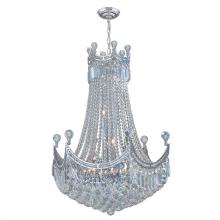  W83026C24 - Empire 18-Light Chrome Finish and Clear Crystal Chandelier 24 in. Dia x 32 in. H Round Large