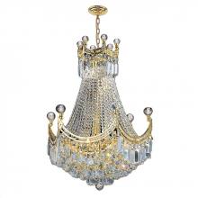 Worldwide Lighting Corp W83026G20 - Empire 9-Light Gold Finish and Clear Crystal Chandelier 20 in. Dia x 26 in. H Round Medium