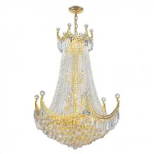  W83026G30 - Empire 24-Light Gold Finish and Clear Crystal Chandelier 30 in. Dia x 40 in. H Round Large