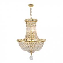 Worldwide Lighting Corp W83032G12 - Empire 6-Light Gold Finish and Clear Crystal Chandelier 12 in. Dia x 16 in. H Round Mini