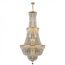  W83033G28 - Empire 34-Light Gold Finish and Clear Crystal Chandelier 28 in. Dia x 56 in. H Round Large