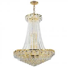  W83034G30 - Empire 18-Light Gold Finish and Clear Crystal Chandelier 30 in. Dia x 38 in. H Round Large