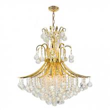  W83041G22 - Empire 11-Light Gold Finish and Clear Crystal Chandelier 22 in. Dia x 26 in. H Round Medium