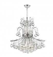  W83043C19 - Empire 9-Light Chrome Finish and Clear Crystal Chandelier 19 in. Dia x 23 in. H Round Medium