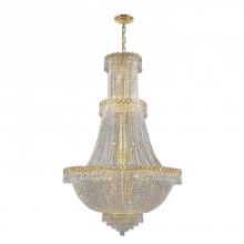  W83047G30 - Empire 17-Light Gold Finish and Clear Crystal Chandelier 30 in. Dia x 48 in. Round Large