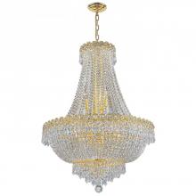  W83048G24 - Empire 12-Light Gold Finish and Clear Crystal Chandelier 24 in. Dia x 28 in. Round Large