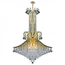  W83051G35 - Empire 16-Light Gold Finish and Clear Crystal Chandelier 35 in. Dia x 48 in. H Large