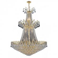  W83052G32 - Empire 18-Light Gold Finish and Clear Crystal Chandelier 32 in. Dia x 43 in. H Large