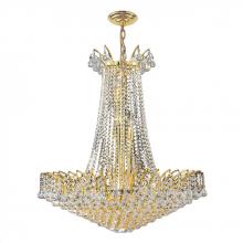  W83053G29 - Empire 16-Light Gold Finish and Clear Crystal Chandelier 29 in. Dia x 32 in. H Round Large