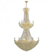  W83074G36 - Empire 32-Light Gold Finish and Clear Crystal Chandelier 36 in. Dia x 66 in. H Two 2 Tier