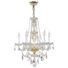  W83096G23 - Provence 6-Light Gold Finish and Clear Crystal Chandelier 23 in. Dia x 31 in. H Medium