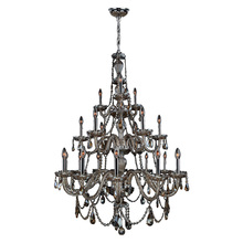  W83099C38-GT - Provence 21-Light Chrome Finish and Golden Teak Crystal Chandelier 38 in. Dia x 54 in. H Three 3 Tie